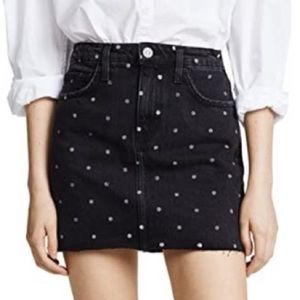 NWT Current/Elliott Women’s Cut Hem Non-Stretch Denim Mini Skirt (Polkadots,12)